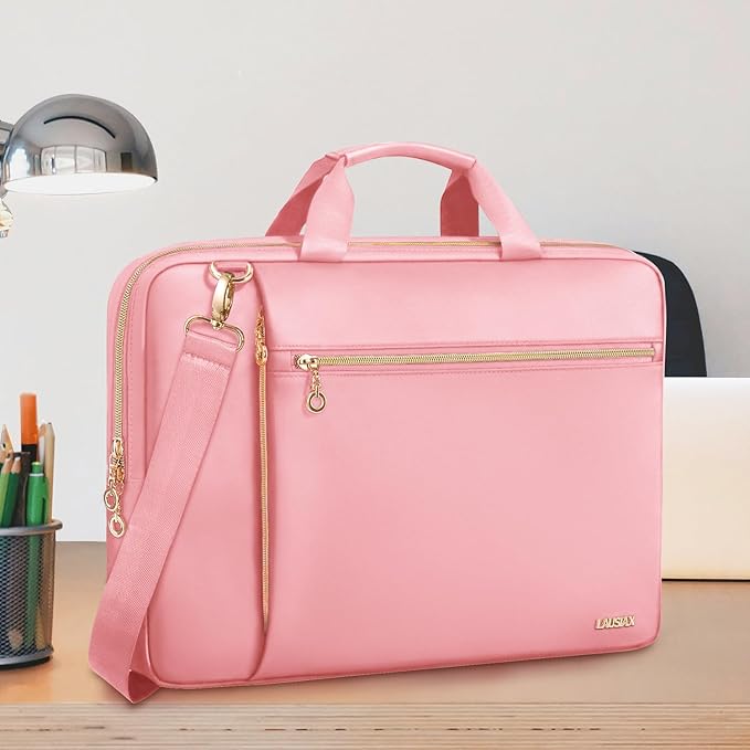 14 Inch Laptop Bag Case for Women Men Compatible with HP Chromebook OmniBook Envy/14 MacBook Pro M5/Dell Pro Inspiron XPS/Lenovo Yoga, Messenger Carrying Briefcase Computer Bag Case, Pink