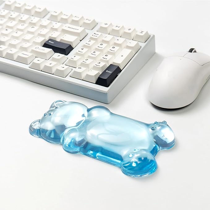 Ergonomic Silicone Gel Mouse Wrist Rest –Blue Clear Cute Bear Mouse Wrist Rest, Comfort & Support for Typing and Gaming