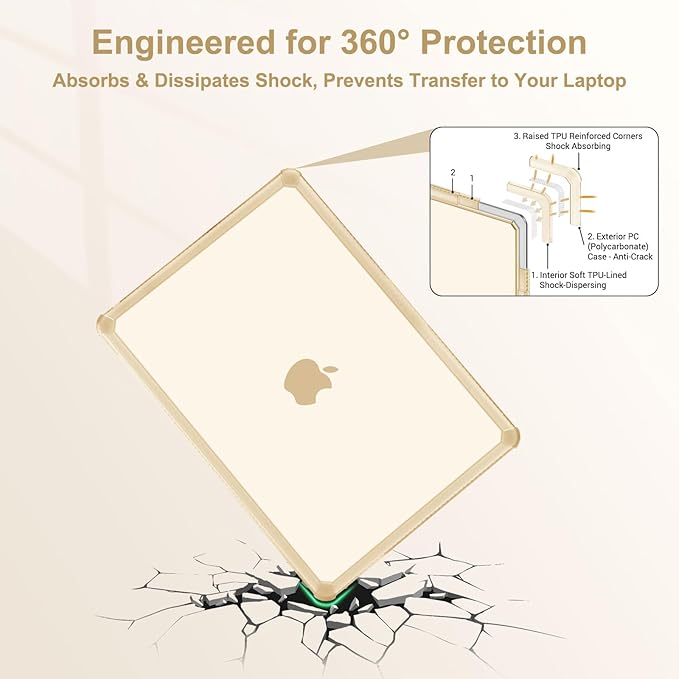 MOSISO Compatible with MacBook Air 13 inch Case M5 2026 M4 2025 M3 M2 2024-2022 A3449 A3240 A3113 A2681,3 in 1 Kit Crack-Resistant Heavy Duty Protective Plastic Hard Case with TPU Bumper, Apricot