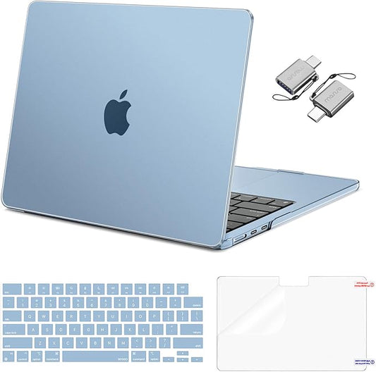 MOSISO Compatible with MacBook Air 13 inch Case M5 2026 M4 2025 M3 M2 2024-2022 A3449 A3240 A3113 A2681, Hard Shell&Keyboard Cover&Screen Film&Type C for MacBook Air 13.6 inch Case, Sky Blue