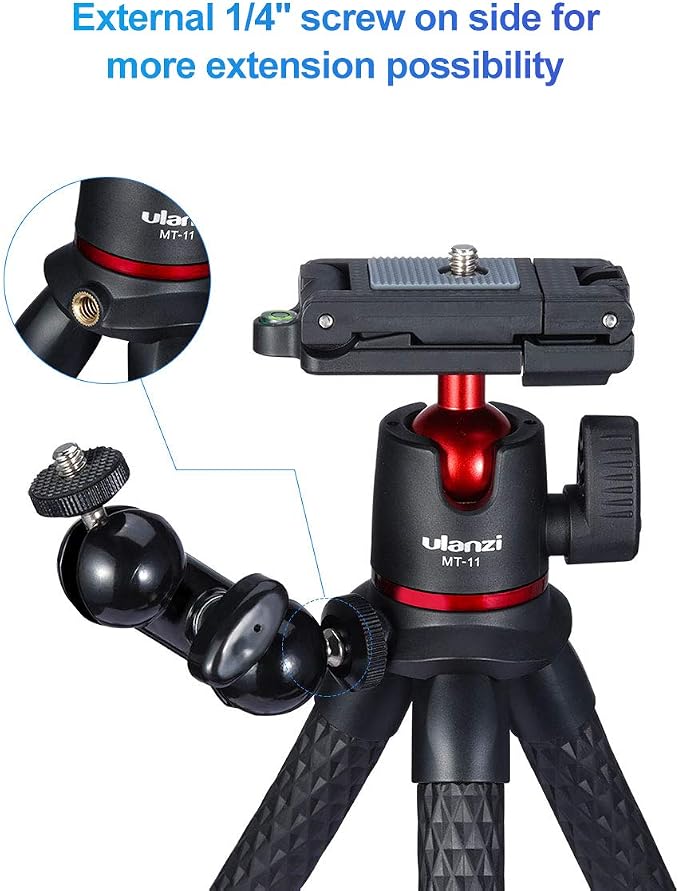 ULANZI Camera Tripod, Mini Flexible Stand w Hidden Phone Holder w Cold Shoe Mount, 1/4'' Screw f Magic Arm, Universal f iPhone 17 16 15 14 Pro Max XS Max X Samsung Canon Nikon Sony DJ Pocket 3 Cameras - Image 3