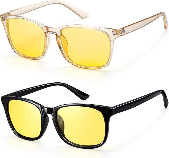 Polarized Sunglasses for Women Men, Night Driving Glasses Anti Glare Yellow Lens UV 400 for Day Night Use