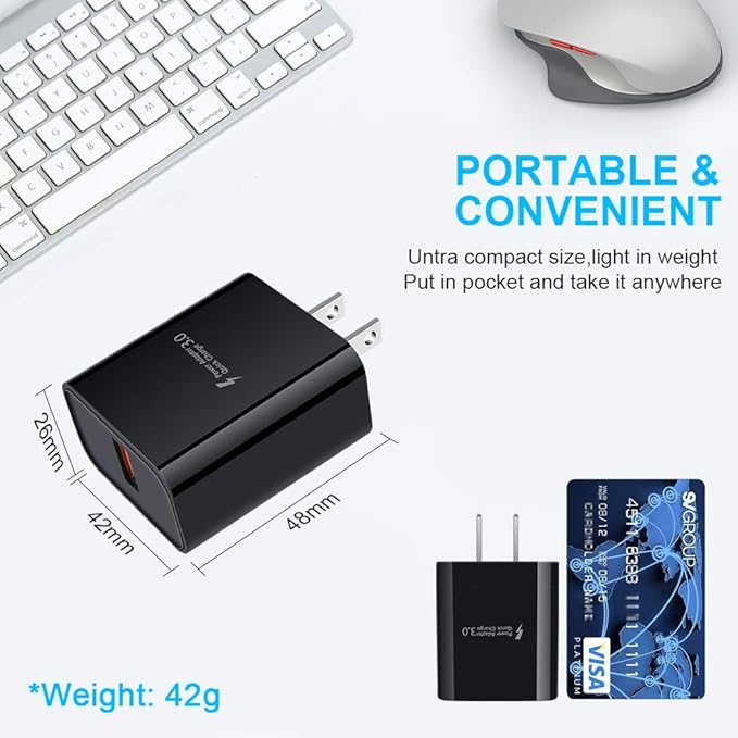 Adaptive Fast Charger for Samsung Galaxy S26 S25 Ultra S25 FE S24 S23 S22 S22+ S22 Ultra S21 S20 FE S10 A16 A15 A56 A36 A21 A51 A11 Note 20, 18W Quick Charge Wall Charger Type C Fast Charging Cable