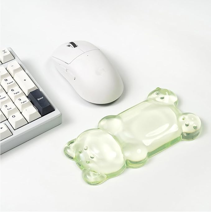 Ergonomic Silicone Gel Mouse Wrist Rest –Green Clear Cute Bear Mouse Wrist Rest, Comfort & Support for Typing and Gaming