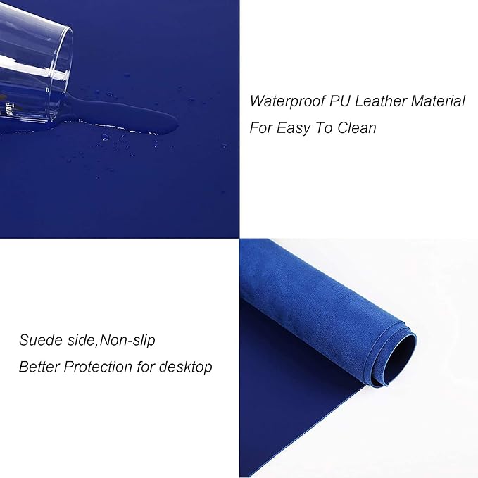 Office Desk Pad, Writing Mat with Full Grip Fixation Lip, Non-Slip PU Leather Table Blotter Desk Protector Gaming Mat Laptop Keyboard Working Mat, Waterproof Table Protective Pad