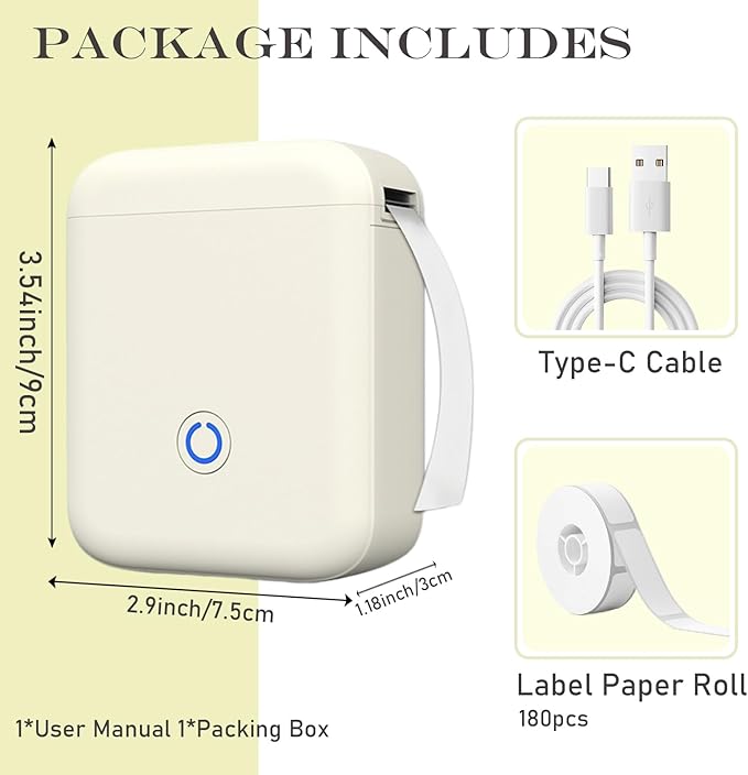 P11 New Version Label Maker Machine with Tape,300DPI Bluetooth Label Printer, Portable Thermal Printer,Sticker Maker for Organizing Home Office School (White)