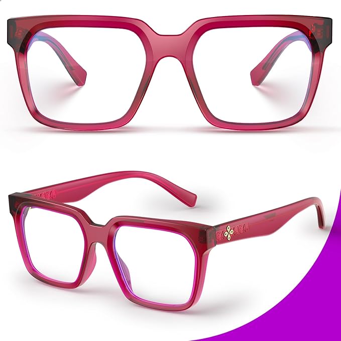 VISOONE Rectangle TR90 Blue Light Blocking Glasses Computer Eyewear with Preppy Look for Women and Men Cougar
