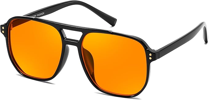 FEISEDY Amber Blue Light Glasses for Computer Gaming Orange/Yellow lens Anti Eyestrain Sleep Glasses G2835