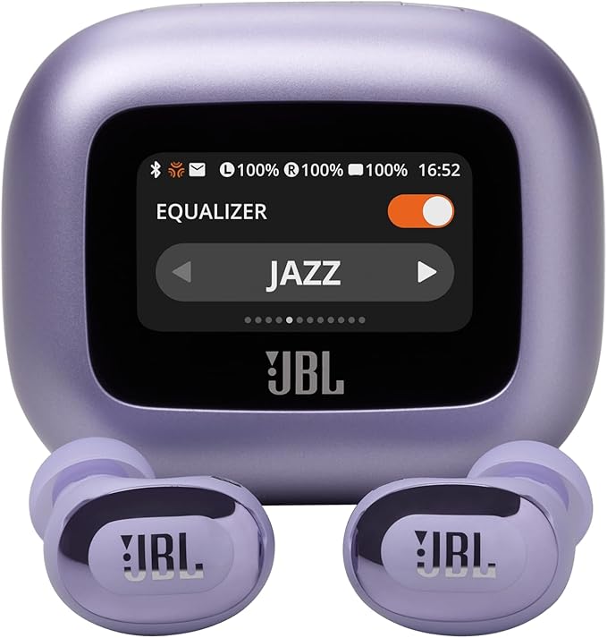 JBL Live Buds 3 - True Wireless Noise-Cancelling Bud-Type Earbuds, 40Hrs Total Playback, Wireless Charging, 6 Mics for Perfect Calls, Multi-Point Connection, IP55 Waterproof and dustproof (Purple)