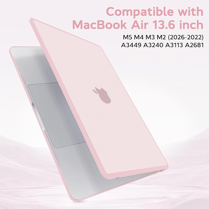B BELK Compatible with MacBook Air 13 inch Case M5 2026 2025 2024 2023 2022 M4 M3 M2 A3449 A3240 A3113 A2681, [Anti-Cracking] Soft TPU Bumper+Keyboard Cover for MacBook Air 13.6 inch Case, Baby Pink