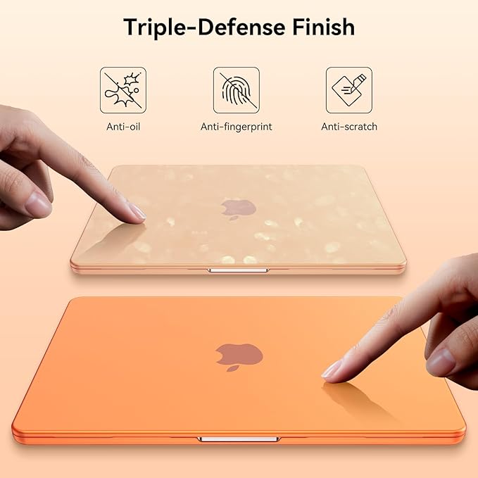EooCoo Case Compatible with MacBook Air 13 inch M5 2026-2022 Release M4 M3 M2 A3449 A3240 A3113 A2681, Hard Shell&Keyboard Skin Cover&Screen Protector for Mac Air 13.6 inch, Matte Orange