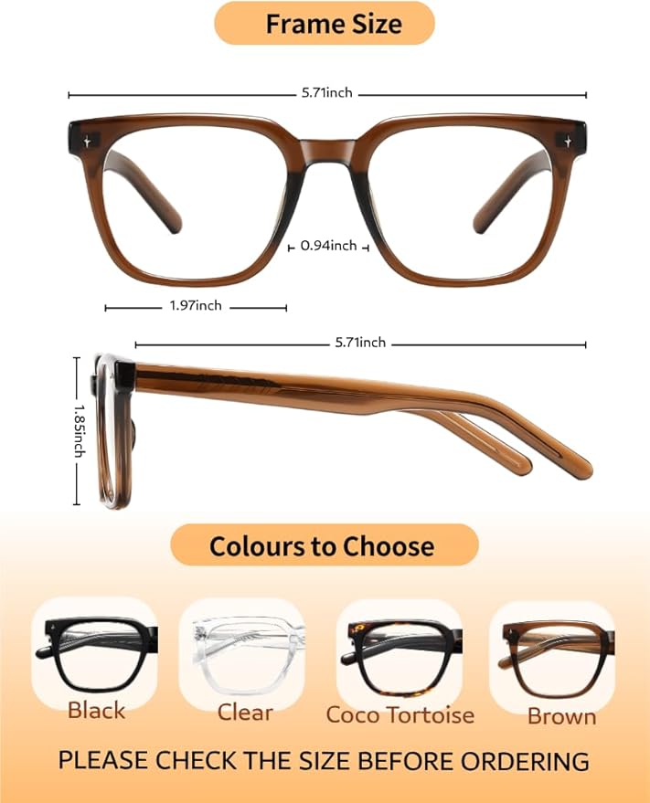 Overzied Square Blue Light Glasses for Woman Man Anti Glare Reduce Eyestrain for Gaming/Computer/Screen