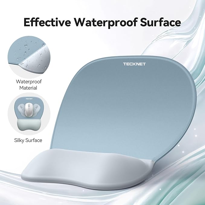 TECKNET Gel Mouse Pad with Wrist Rest, 3 in 1 Keyboard Wrist Rest for Pain Relief, Non-Slip PU Base & Easy Typing, Ergonomic Mousepad Set for Office & Home