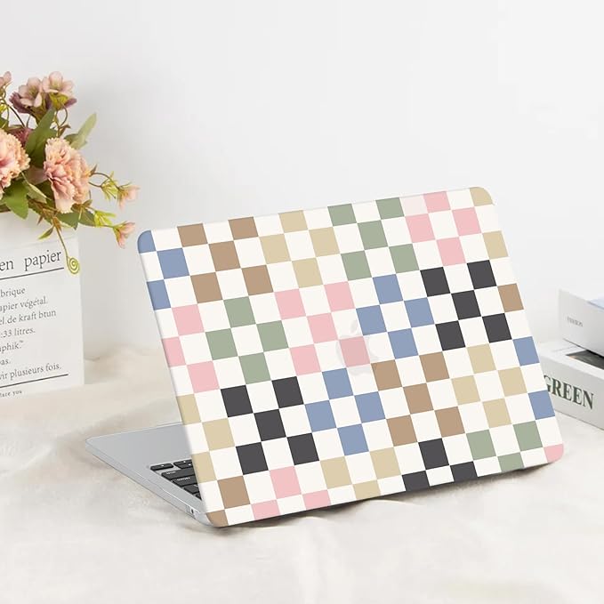 G JGOO Compatible with MacBook Air 13 inch Case 2026 2025-2022 M5 A3449 M4 A3240 M3 A3113 M2 A2681, Hard Shell for MacBook Air 13.6 inch Case + Keyboard Cover + Screen Protector, Colorful Checkered