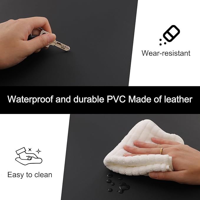 Non-Slip Desk Pad,Desk mat,Waterproof PU Leather Desk Pad,Laptop Desk Writing Pad for Office and Home (Black, 23.6" x 13.7")