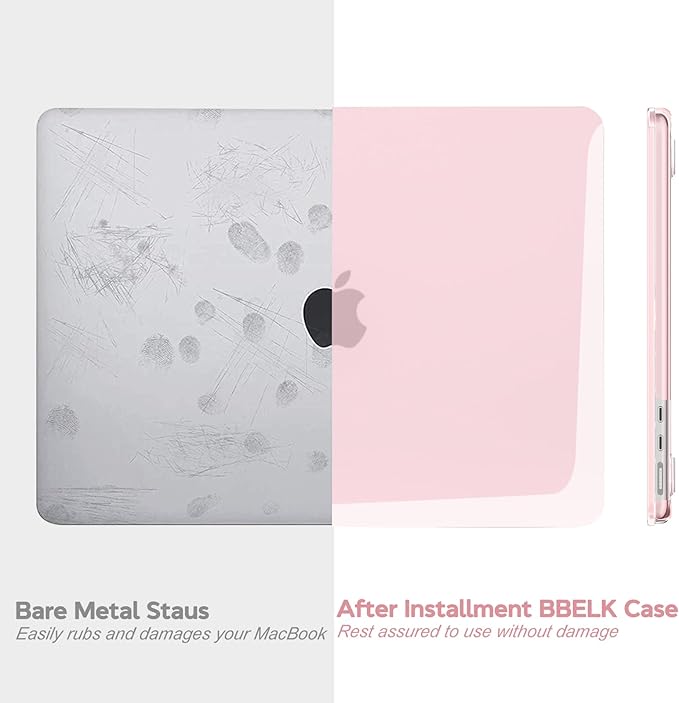 B BELK Compatible with MacBook Air 13 inch Case M5 2026 2025 2024-2022 M4 M3 M2 A3449 A3240 A3113 A2681, Plastic Hard Shell+Keyboard Cover+Screen Protector for MacBook Air 13.6 inch Case, Rose Pink
