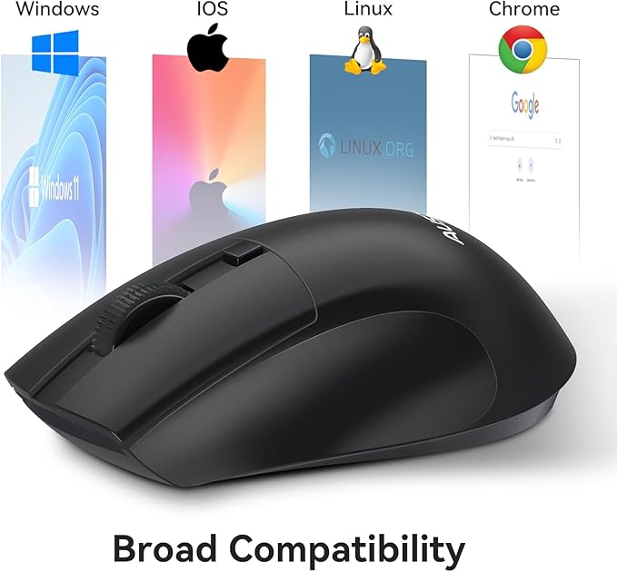 AUSDOM Wireless Mouse for Laptop - Computer Mouse with 2.4G USB Mini Receiver, 1600 DPI Optical Tracking, Cordless Portable Computer Mice for PC, Mac, Notebook, Black
