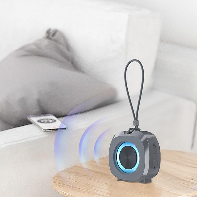 Speaker, Small Portable Bluetooth Wireless IPX5 Waterproof Shower Speaker,Loud Stereo Sound Deep Bass,TWS Paire, RGB Lights,Long Playtime for Outdoor Party, Great Gift,1PC(Gray)