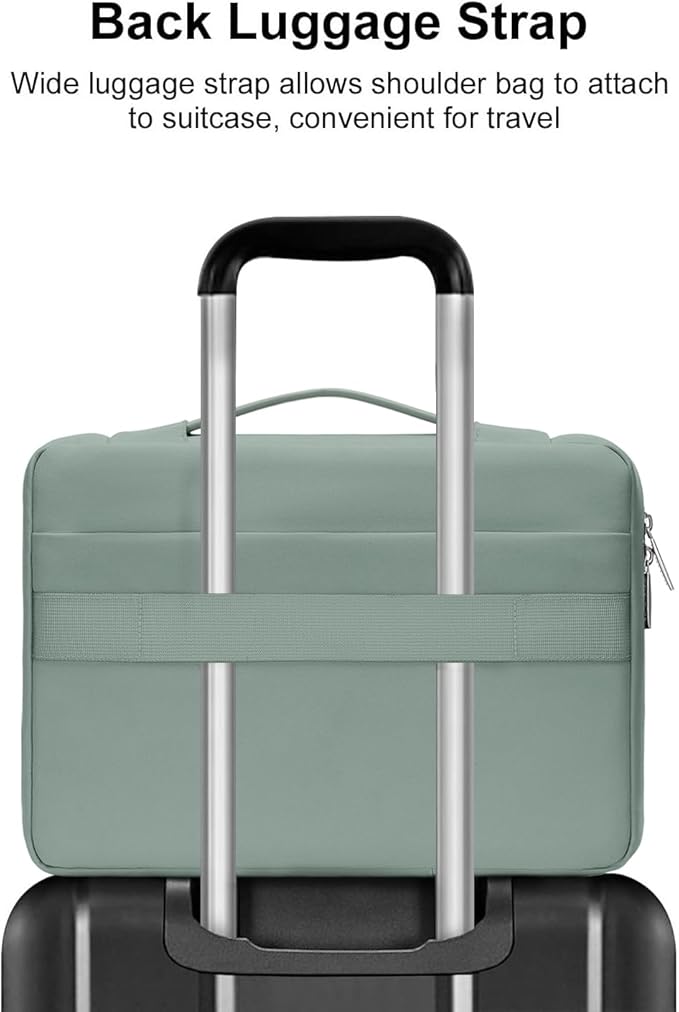 MOSISO 360 Protective Laptop Case 14 inch, Laptop Sleeve Compatible with HP Lenovo Dell ASUS Acer, HP Stream,Dell Latitude, Lenovo IdeaPad, Side Open Bag with 2 Raised&1 Flapover Pockets,Antique Green