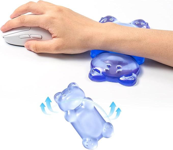 Blue Gel Mouse Wrist Rest –Cute Bear Wrist Rest, Ergonomic Mouse Support,Comfort & Support for Typing and Gaming