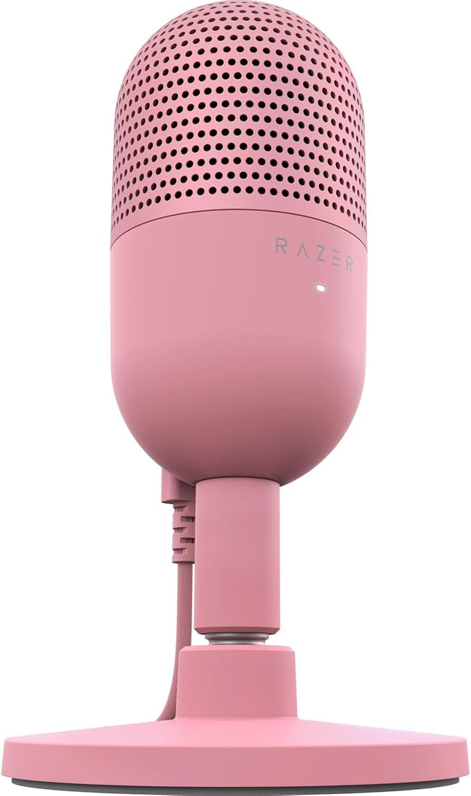 Razer Seiren V3 Mini USB Microphone: Condenser Mic - Supercardioid Pickup Pattern - Tap-to-Mute Sensor with LED Indicator - Shock Absorber - Ultra Compact - PC, Discord, OBS Studio, XSplit - Quartz