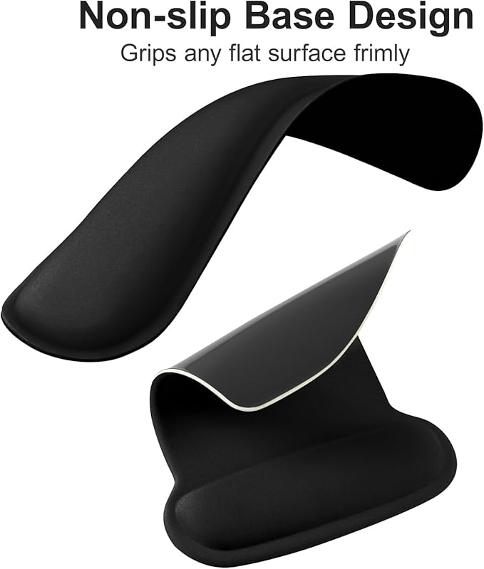 MOSISO Wrist Rest Support for Mouse Pad & Keyboard Set, Ergonomic Mousepad Non-Slip Base Home/Office Pain Relief & Easy Typing Cushion with Neoprene Cloth & Raised Memory Foam, Black