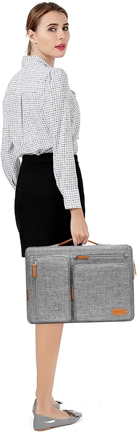 MOSISO 360 Protective Laptop Case 15 inch, 15 inch Laptop Sleeve Compatible with MacBook Air M5 M4 M3 M2 2026-2023, Dell XPS Plus, Side Open Carrying Case with 4 Zipper Pockets&Handle, Gray