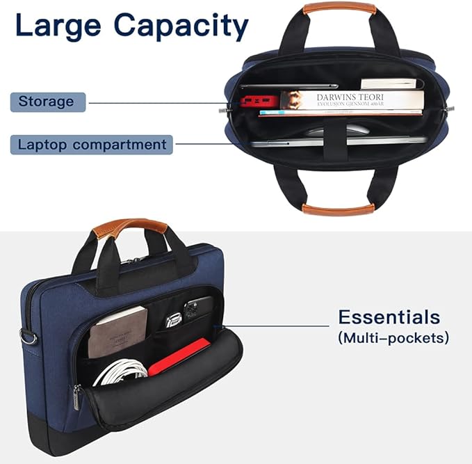 DOMISO 17-17.3 Inch Laptop Bag Business Briefcase Laptop Shoulder Bag for HP Pavilion 17/Dell Inspiron 17/Acer/ASUS, Blue