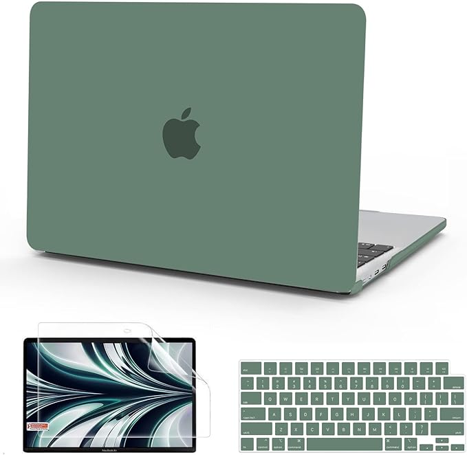 B BELK Compatible with MacBook Air 13 inch Case M5 2026-2022 M4 M3 M2 A3449 A3240 A3113 A2681,Plastic Hard Shell+Keyboard Cover+Screen Skin for MacBook Air 13.6 inch Case,Midnight Green