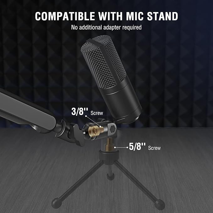 FIFINE XLR Microphone, Condenser Podcast Mic for Recording, Vocal, Voice-Over Streaming, Podcast, Singing, Cardioid Studio Microphone, Metal Material, Black-K669C