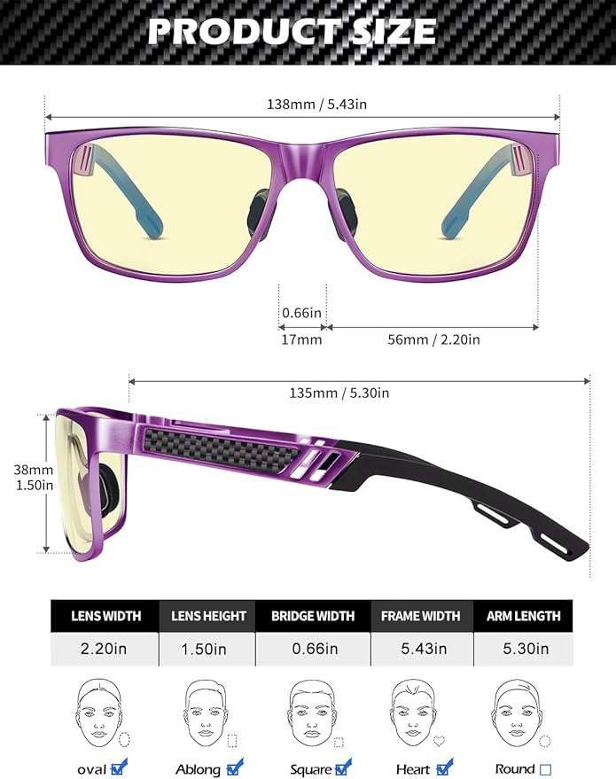 ANYLUV Blue Light Blocking Glasses Men Computer Gaming Glasses Lightweight Al-Mg Metal Anti Eyestrain Eye Protection
