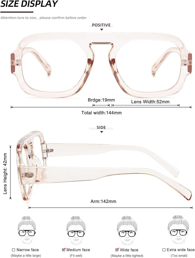 MEETSUN Oversized Retro Square Aviator Computer Blue Light Blocking Glasses for Women Men Fashion Fake Eyeglasses