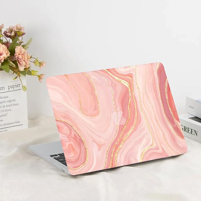 G JGOO Compatible with MacBook Air 13 inch Case 2026 2025-2022 M5 A3449 M4 A3240 M3 A3113 M2 A2681, Hard Shell for MacBook Air 13.6 inch Case + Keyboard Cover + Screen Protector, Pink Marble
