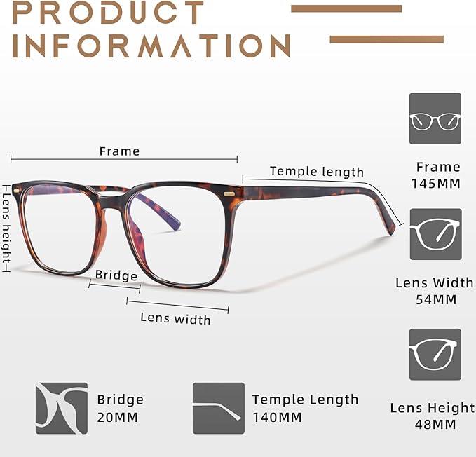 Oversized Square Blue Light Blocking Glasses for Women Men, Anti-Fatigue Computer Monitor Glasses Reduce Eye Strain