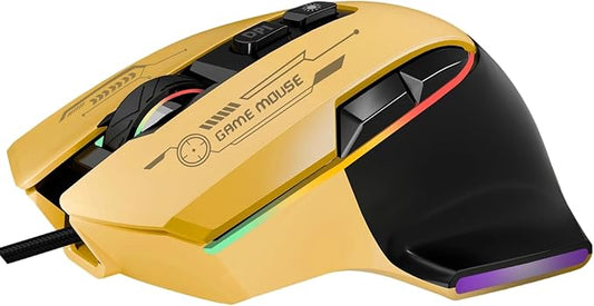 Wired Gaming Mouse, Gaming Mouse With Thumb Rest Design, 7200DPI Adjustable, PC Gaming Mice with 7 Programmable Macro Buttonsg, 12 RGB Backlit Modes, Mouse Gamer for PC, Mac???Laptop.(Yellow)