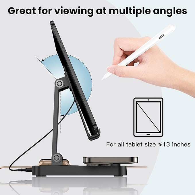 Charging Station for Apple Multiple Devices, Wireless Charger 3 in 1 for iPhone 16/15/14/13/12 Series, AirPods Pro 2, iPad Stand, Watch Charger for iWatch Series 10/9/8/7, Multi Charger Station
