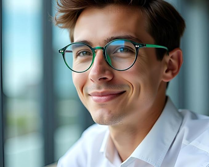 HJSTES Vintage Blue Light Glasses for Women Men Round Bluelight Blocking Glasses Thick TR90 Frame Eyeglasses