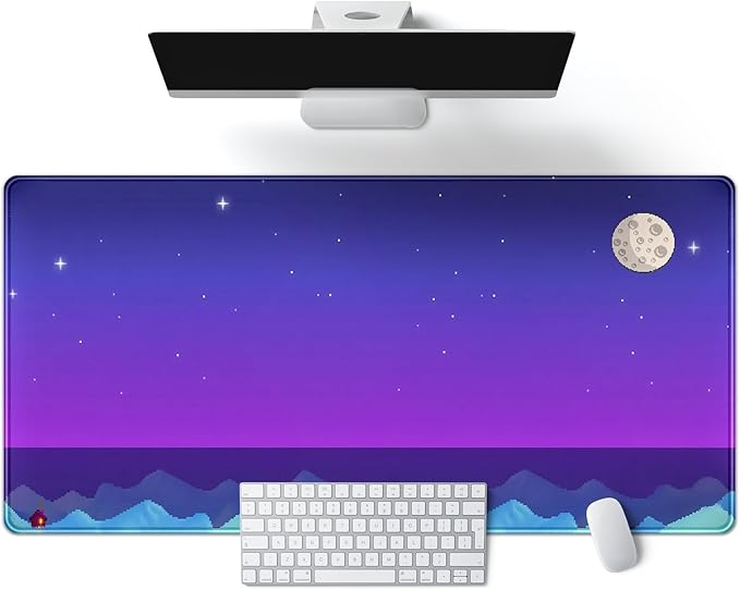 Purple Large Gaming Mouse Pad Extended Kawaii Cute Desk Mat Pad Anime Mousepad XXL Night Keyboard Pad Computer Laptop Mouse Mat Office Desktop Decor Pad 31.5x15.7 in
