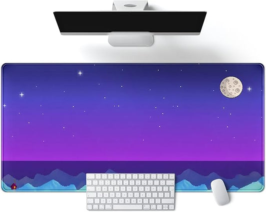 Purple Large Gaming Mouse Pad Extended Kawaii Cute Desk Mat Pad Anime Mousepad XXL Night Keyboard Pad Computer Laptop Mouse Mat Office Desktop Decor Pad 31.5x15.7 in