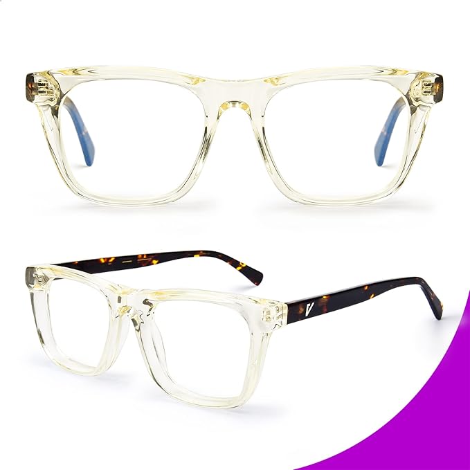VISOONE Square Blue Light Blocking Glasses TR90 Clear Lens for Women Men BONA