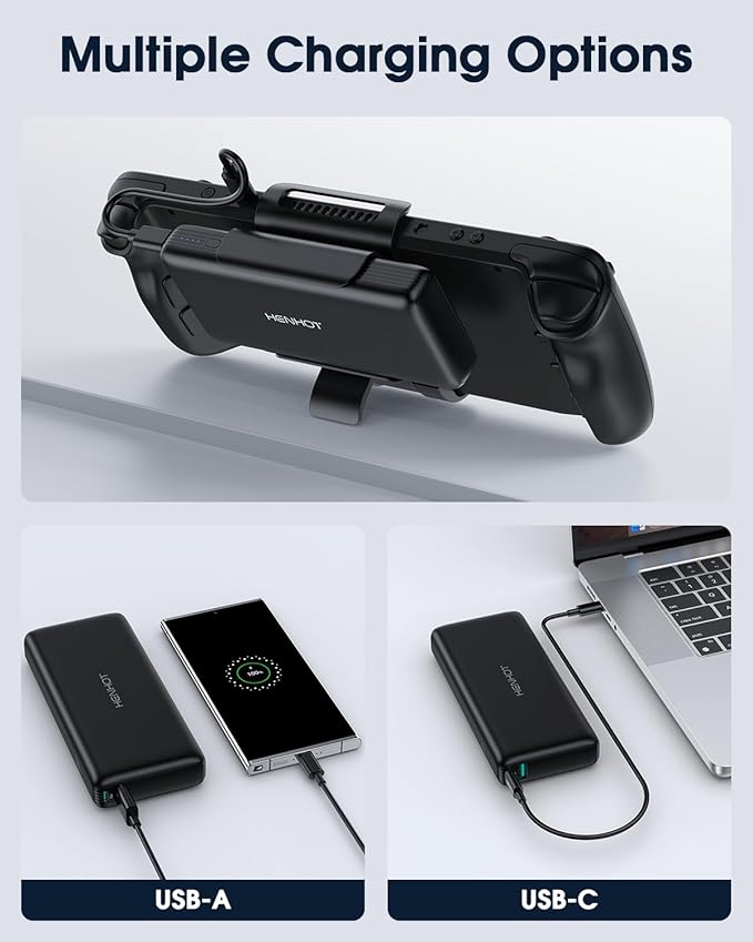 2-in-1 Steam Deck Power Bank for Steam Deck/Steam Deck OLED, 65W 20000mAh External Battery Pack, Steam Deck Accessories with Stand Dual USB C Cables, for MacBook, Dell, Lenovo, Asus