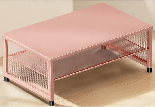 ECOLOVI 2-Tier Computer Monitor Stand Riser, Desk Organizer for Monitor, Printer & Laptop Stand, Desktop Workspace Organizers for Office Supplies(Rose Gold)