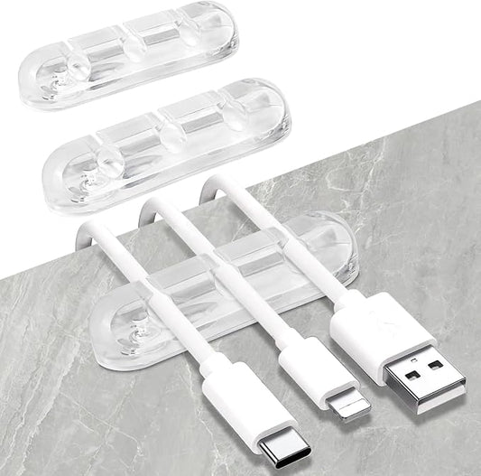 SOULWIT Cable Holder Clips, 3-Pack Cable Management Cord Organizer Clips Silicone Self Adhesive for Desktop USB Charging Cable Nightstand Power Cord Mouse Cable Wire PC Office Home by SOULWIT