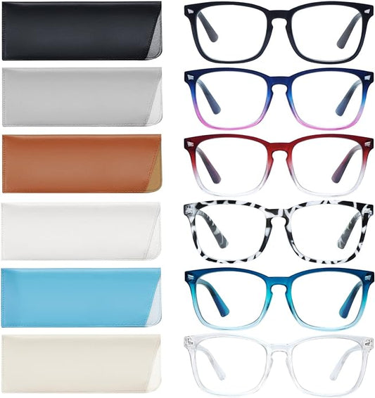 VIDEBLA 5 Pack Blue Light Blocking Reading Glasses,Spring Hinge Readers for Women Men,Anti UV Ray Filter Nerd Eyeglasses