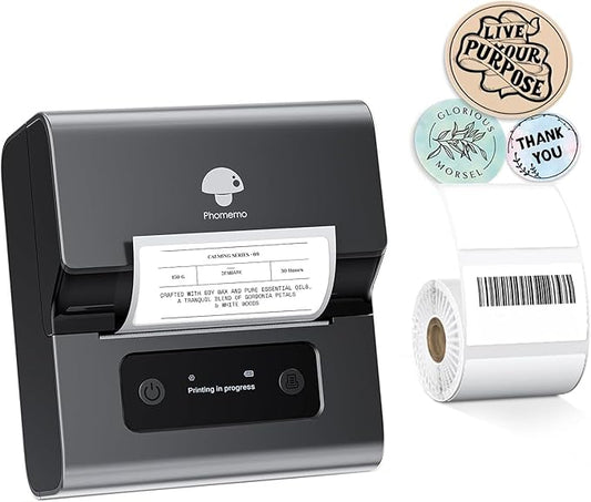 Phomemo M221 Label Maker, New Upgraded 3 Inch Bluetooth Thermal, Easier & More Stable, for Product, Address, Barcode, Small Business, Portable Label Maker DIY on Phone/PC, Space Gray,+100 Labels