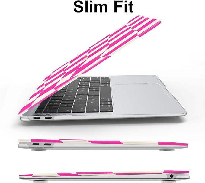 AKIT Compatible with MacBook Air 13 Inch Case M1 2022 2021 2020 A2337 A2179 A1932, Pattern Hard Laptop Shell Case+Screen Protector+Keyboard Cover for MacBook Air 13.3 Inch, Hot Pink Checkerboard