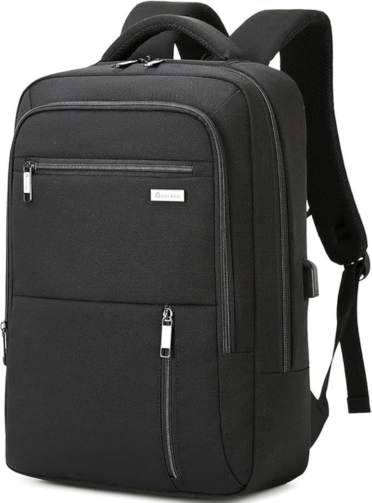 DUSLANG 15.6 Inch Laptop Backpack for Travel Water Resistant College Backpack for Men Women Laptop Bag with USB Charging Port Business Backpack,Black