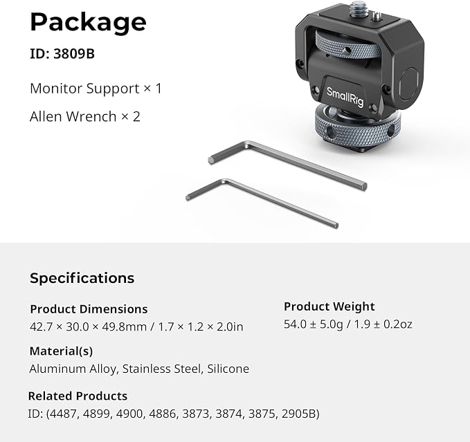 SmallRig Camera Monitor Mount Lite with Cold Shoe, Swivel 360° and Tilt 180° Holder for Field Monitor, LED, Flash and Video Shooting Photography Accessories, Max Load Capacity of 90° Tilt 3.2kg - Image 9
