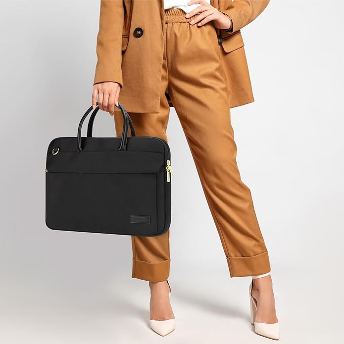 RAINYEAR 14 15.6 Inch Laptop Bag for Women, Protective Waterproof Elegant Computer PC Shoulder Bag Carrying Case with Handle