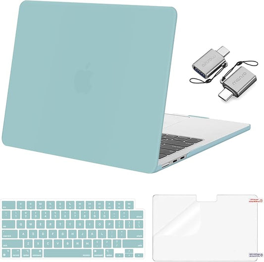 MOSISO Compatible with MacBook Air 13 inch Case M5 2026 M4 2025 M3 M2 2024-2022 A3449 A3240 A3113 A2681, Hard Shell&Keyboard Cover&Screen Film&Type C for MacBook Air 13.6 inch Case, Aquamarine